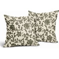 thumbnail image 4 of Olive Green Floral Block Print Pillow Covers 16x16 Set of 2 Spring Vintage Flower Pattern Cream Decorative Throw Pillowcases Outdoor Rustic Farmhouse Square Cushion Cases Couch Sofa Bed Decor, 4 of 7