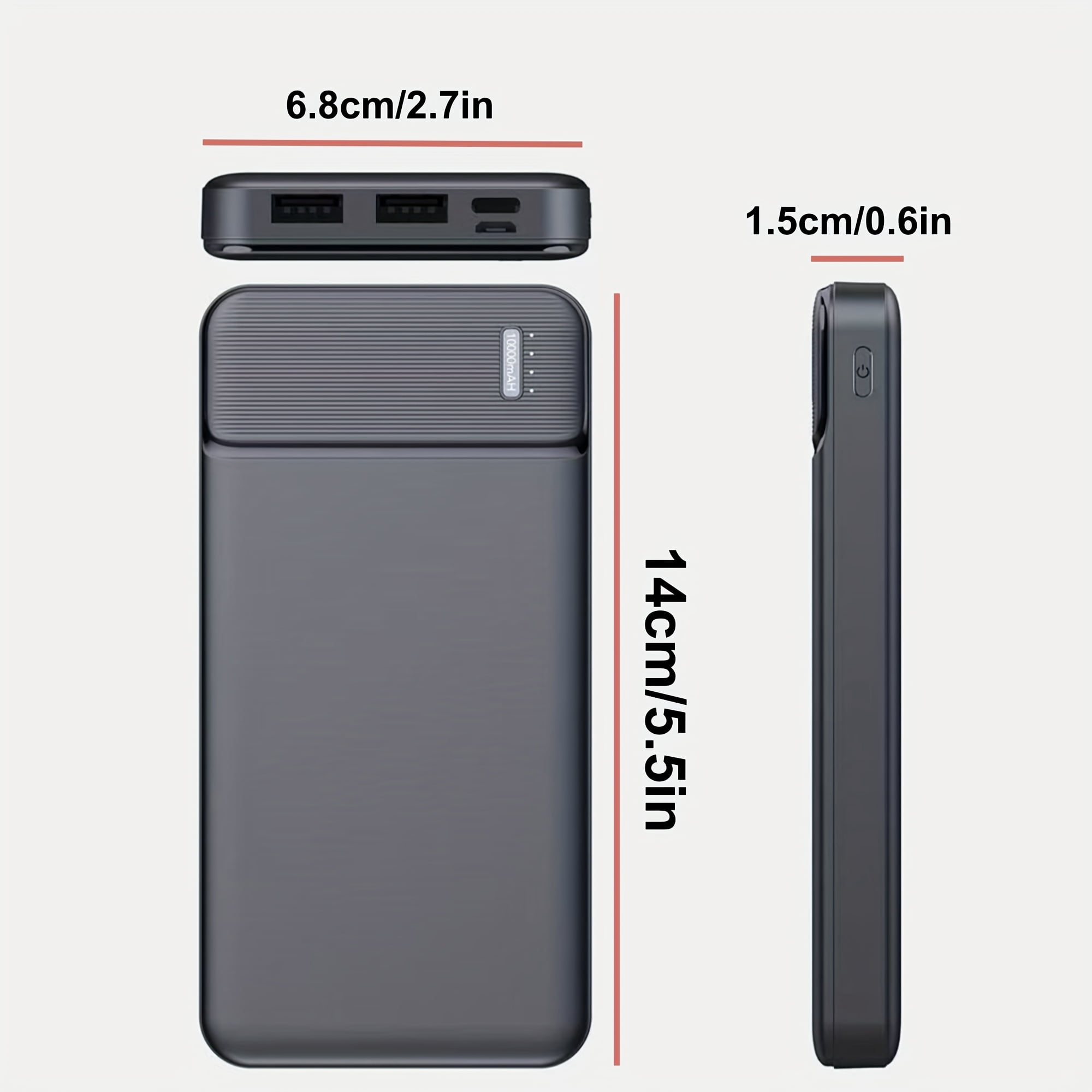 Portable 10000mAh Power Bank with PD 22.5W QC3.0 Fast Charging, Backup Charger for Smartphones, Tablets, Heated Clothes and USB Devices. Perfect Gift for Men and Women.
