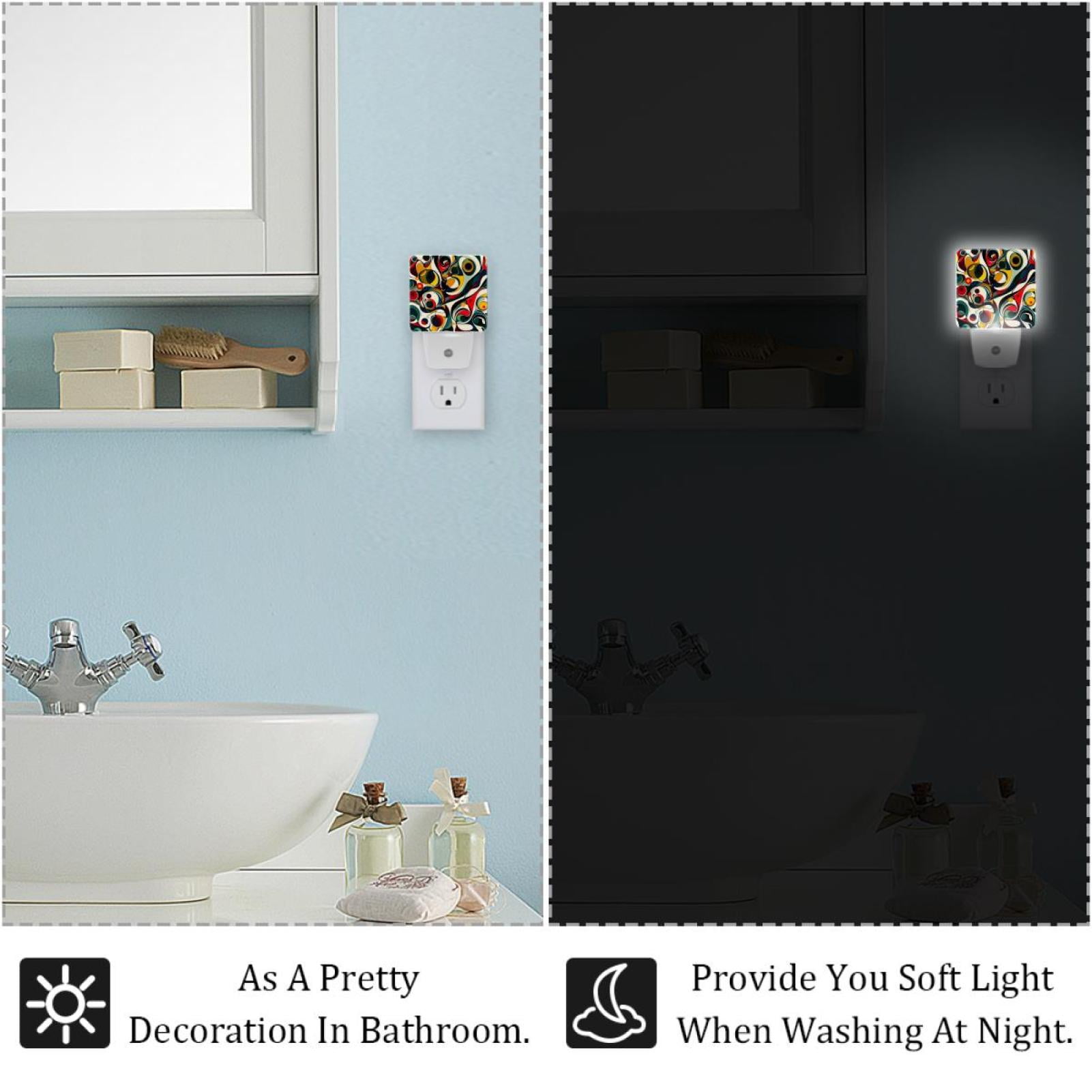 PhooArto Colorful Abstract Pattern Plug in LED Night Light Auto Sensor Dusk to Dawn Decorative Night for Bedroom, Bathroom, Kitchen, Hallway, Stairs, Baby's Room, Energy Saving