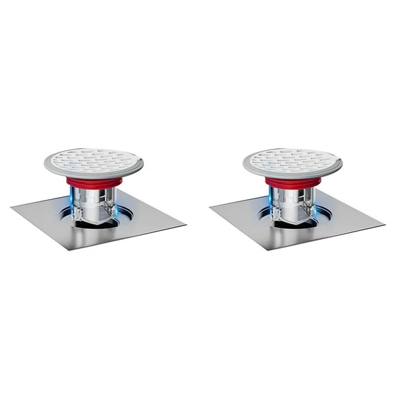 2X Shower Floor Drain Backflow Preventer-One Way Valve, Sewer Anti-Odor Cover(Installation :32-75mm/1.26-2.95 In)