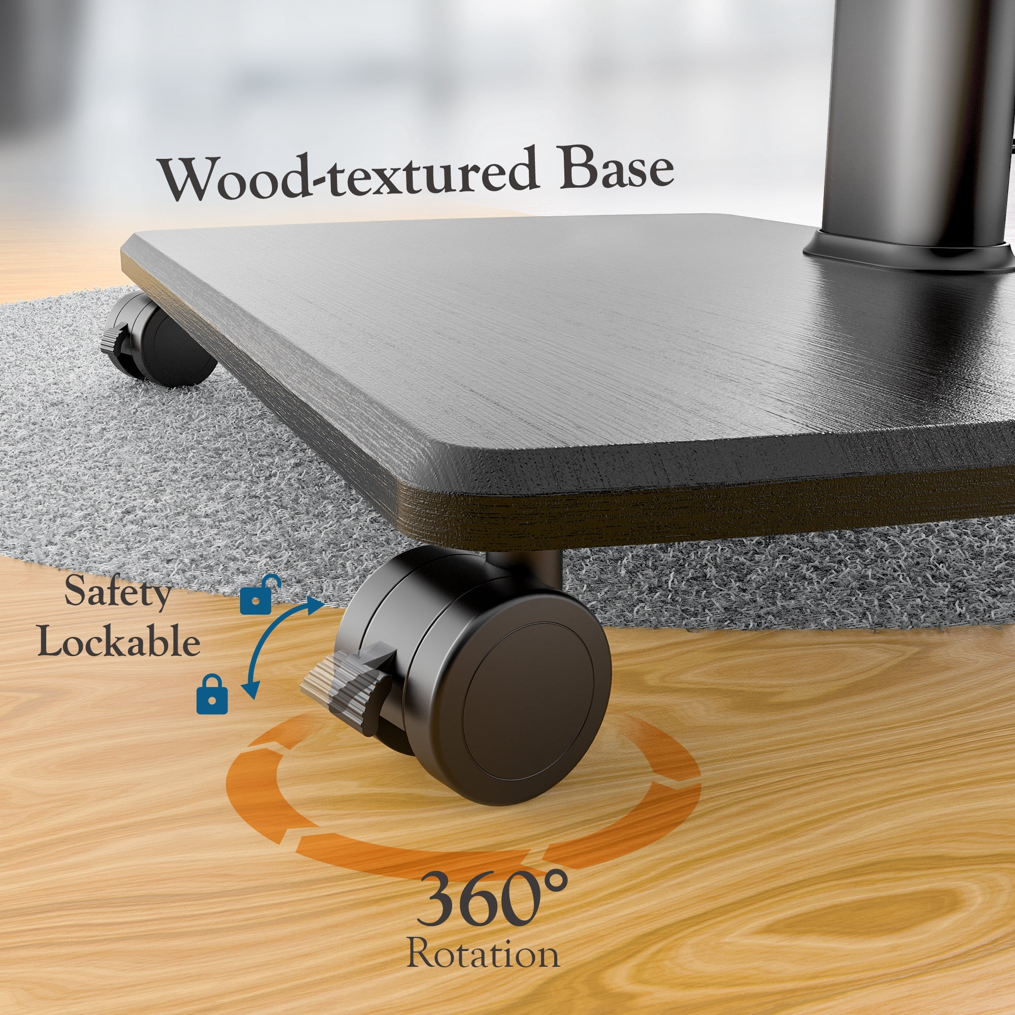 FITUEYES Modern Rolling TV Stand with Wheels and Power Outlets for 32-65 inch Screens, Black