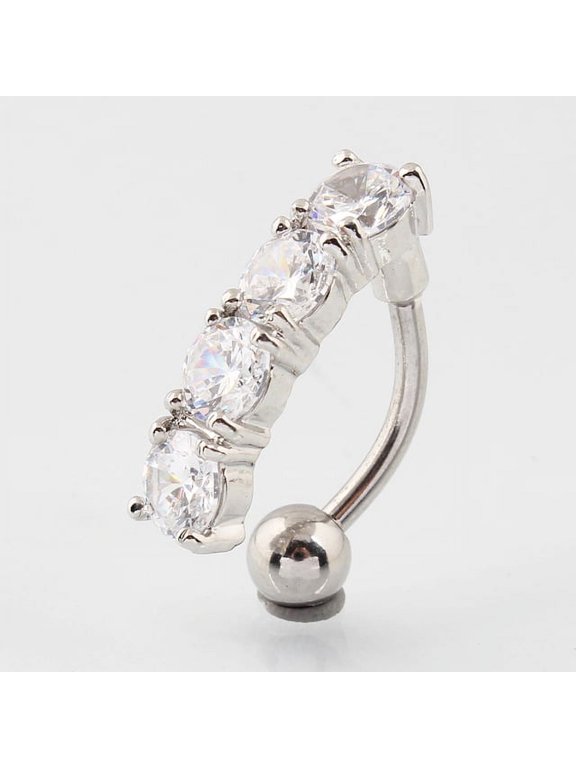 Four Diamond Upside Down Dangle Belly Ring 14G (1.6MM) #164 (Clear)