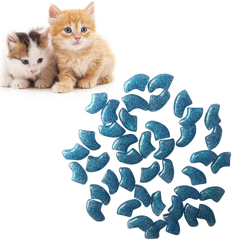 Topumt 20 Pcs Lovely Pet Cat Paw Claw Control Nail Caps Covers
