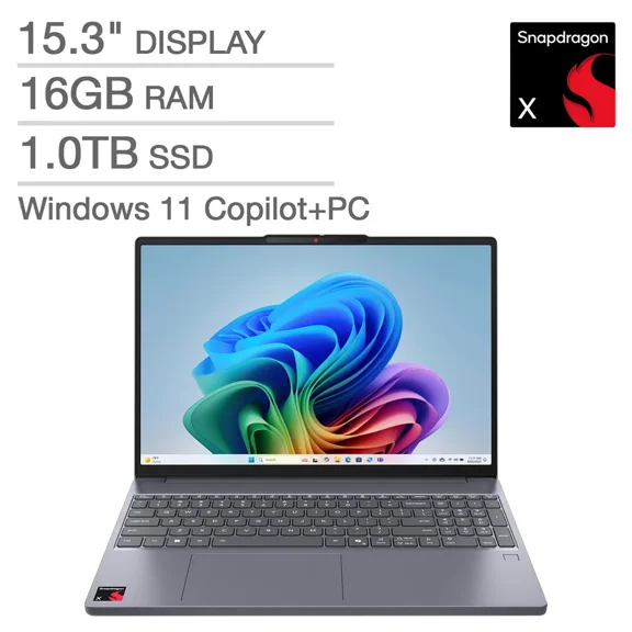 Restored Lenovo IdeaPad Slim 3x 15.3" Touchscreen Copilot+ PC Laptop- Qualcomm Snapdragon X - WUXGA (1920x1200) - Windows 11 Home - 16GB RAM - 1TB SSD