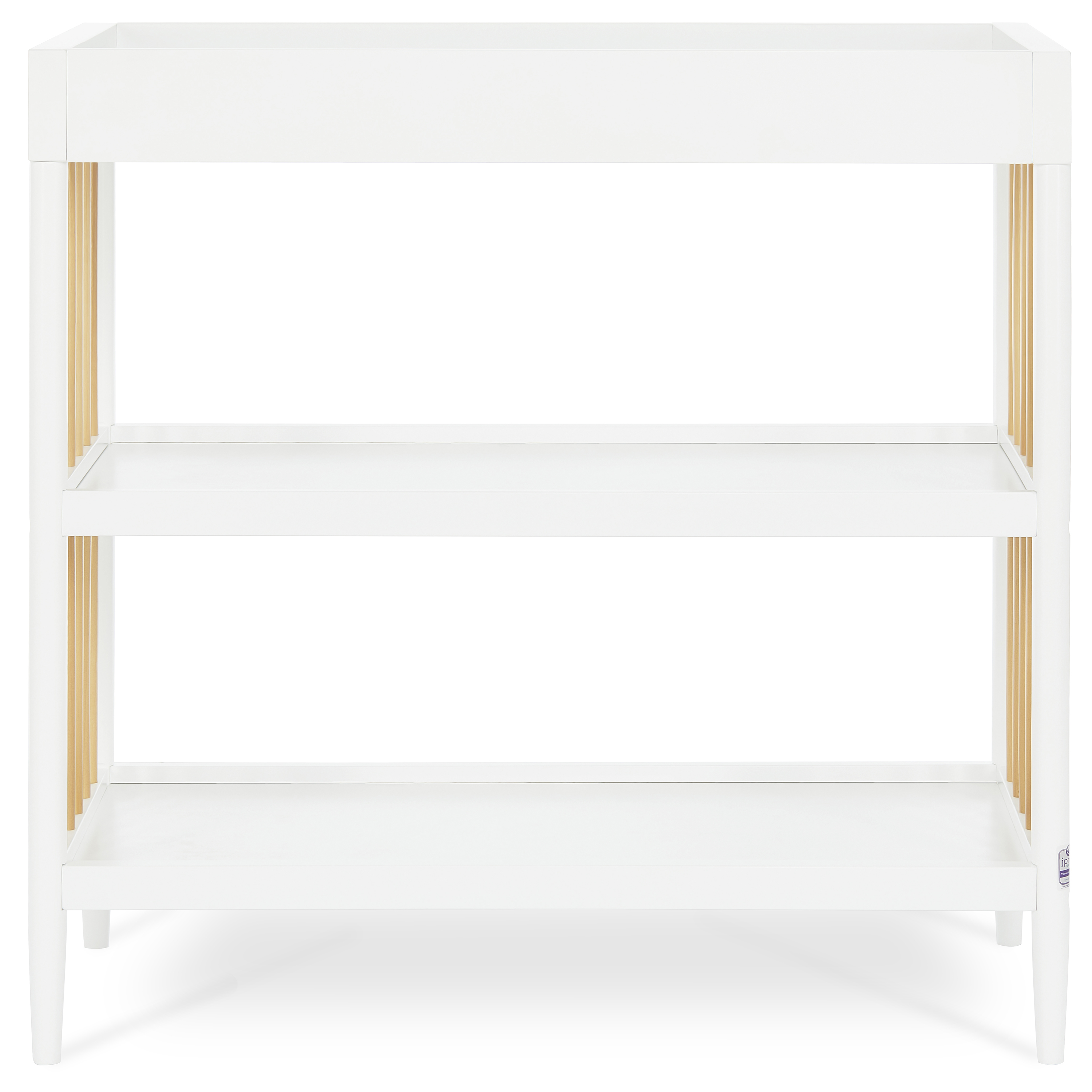 Bundle of Dream On Me Clover 4 in 1 Modern Island Crib with Rounded Spindles, Dream On Me Clover Changing Table, with a Dream On Me Honeycomb Firm Fiber Standard Crib Mattress, White And Natural