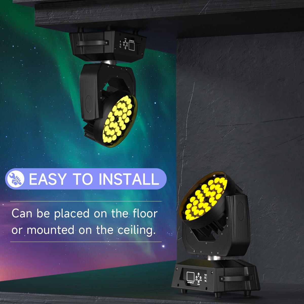 VIPQV 360W Stage Moving Head Light with Beam, Remote Control Sound Actived & DMX512, 540° Pan 265° Tilt for Party DJ Bar Wedding Theater
