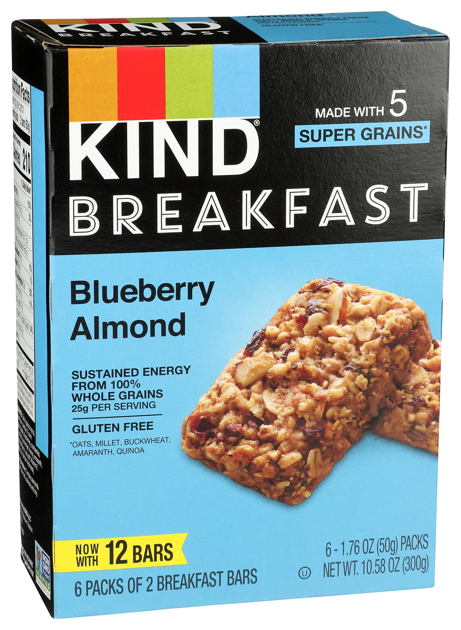 Pack of 5, Kind Blueberry Almond Breakfast Bars, 10.58 oz