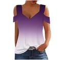thumbnail image 2 of Teissuly Women's Gradient Off-Shoulder Short Sleeve Top T-shirt, 2 of 5
