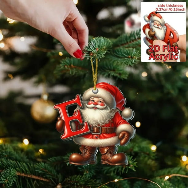Adornos navideños, regalos navideños, adornos navideños planos con letras 2D para colgar en el árbol y el coche. Artículos festivos.