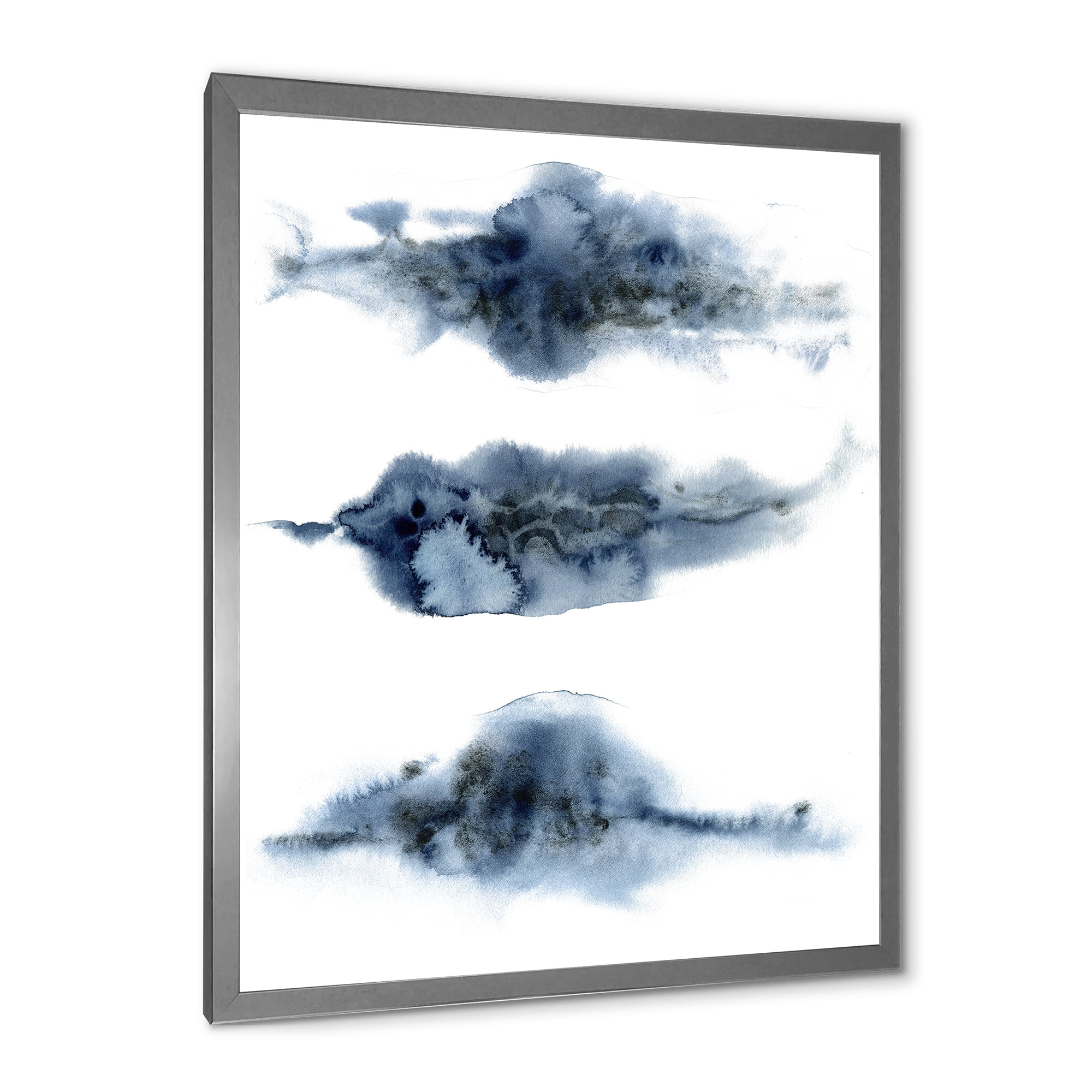 Designart 'Abstract Of Clouds Dark Blue Colored V' Modern Framed Art Print