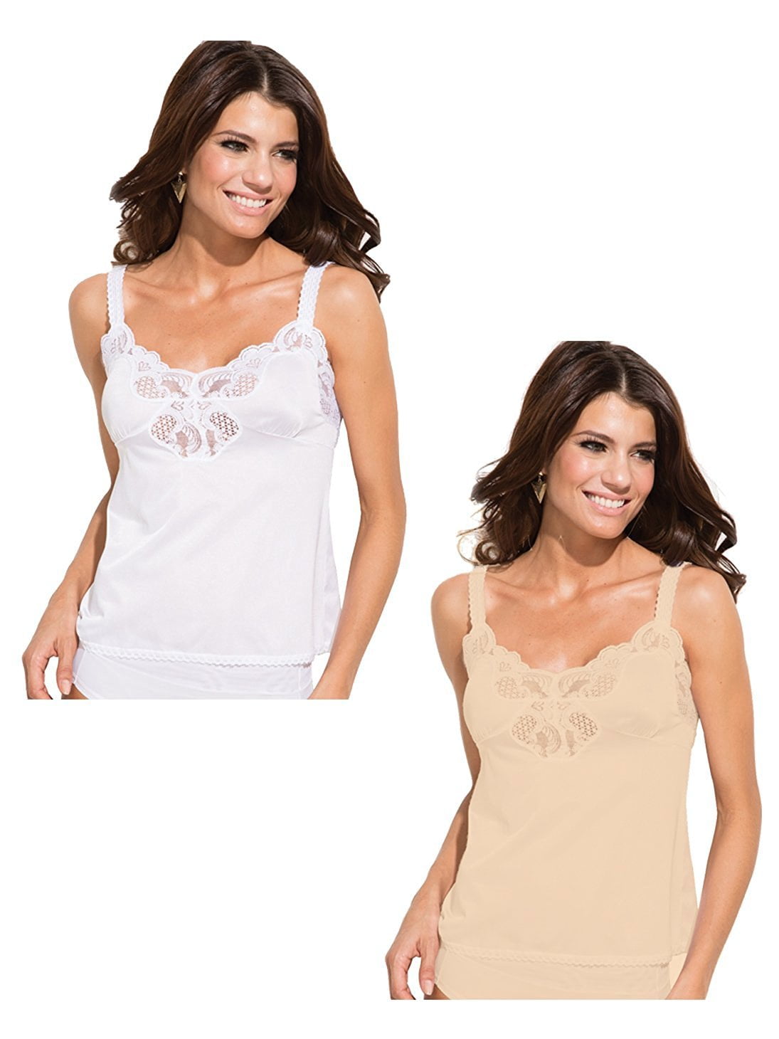 Seamless Meant to be Seen Slimming V-Neck Camisole with Lace Trim by Body Beautiful. 