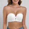 thumbnail image 2 of iHPH7 Convertible Strapless Bra for Women Front Closure Push Up Lace Plunge Deep V Anti-slip Invisible Wedding Dress Prom Bridal Bralette White L, 2 of 5