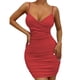 thumbnail image 1 of Vestido camisola sin mangas de color liso con cuello en V para mujer: estilo informal para primavera-verano, cintura elástica, ideal para fiestas y vacaciones., 1 of 8