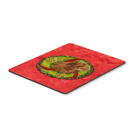 "Sussex Spaniel Cristmas Wreath Mouse Pad Hot Pad or Trivet"
