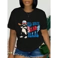 thumbnail image 1 of Women's American Flag Soft Stretchy Patriotic T-Shirt, Round Neck Short Sleeve Top, Spring & Summer Casual Sportswear, Relaxed Fit Machine Washable, Casual For All Seasons For Independence, 1 of 6