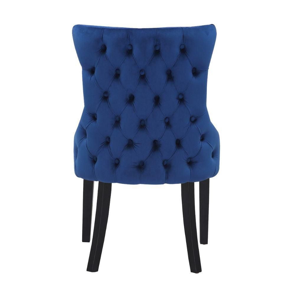 Ensemble de 2 chaises de salle à manger Storm – Chaises d'appoint de salle à manger classiques et modernes en velours bleu avec rembourrage confortable et pieds en bois noir élégants, parfaites pour l