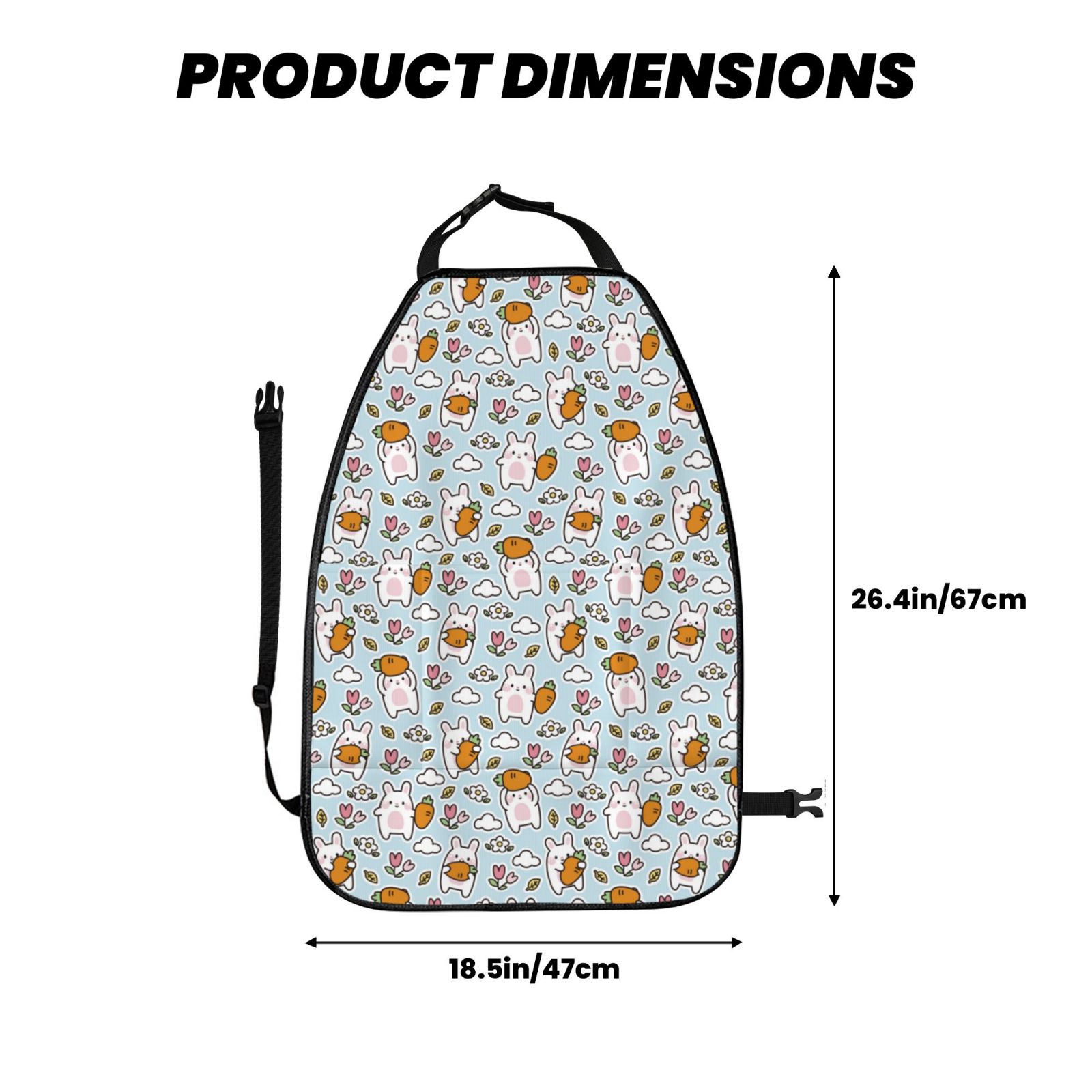 Kdxio Carrot Rabbit Print 2 Pack Car Kick Mat Seat Cover Back Protector Mat with Pockets for Organizer Backseat Protector and Storage Anti Kick Pad for Vehicles