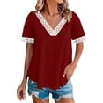 thumbnail image 2 of LVHAOGJOB Womens Loose Tees Short Sleeve Shirts V Neck Daily Tops for Ladies Solid Color, 2 of 6