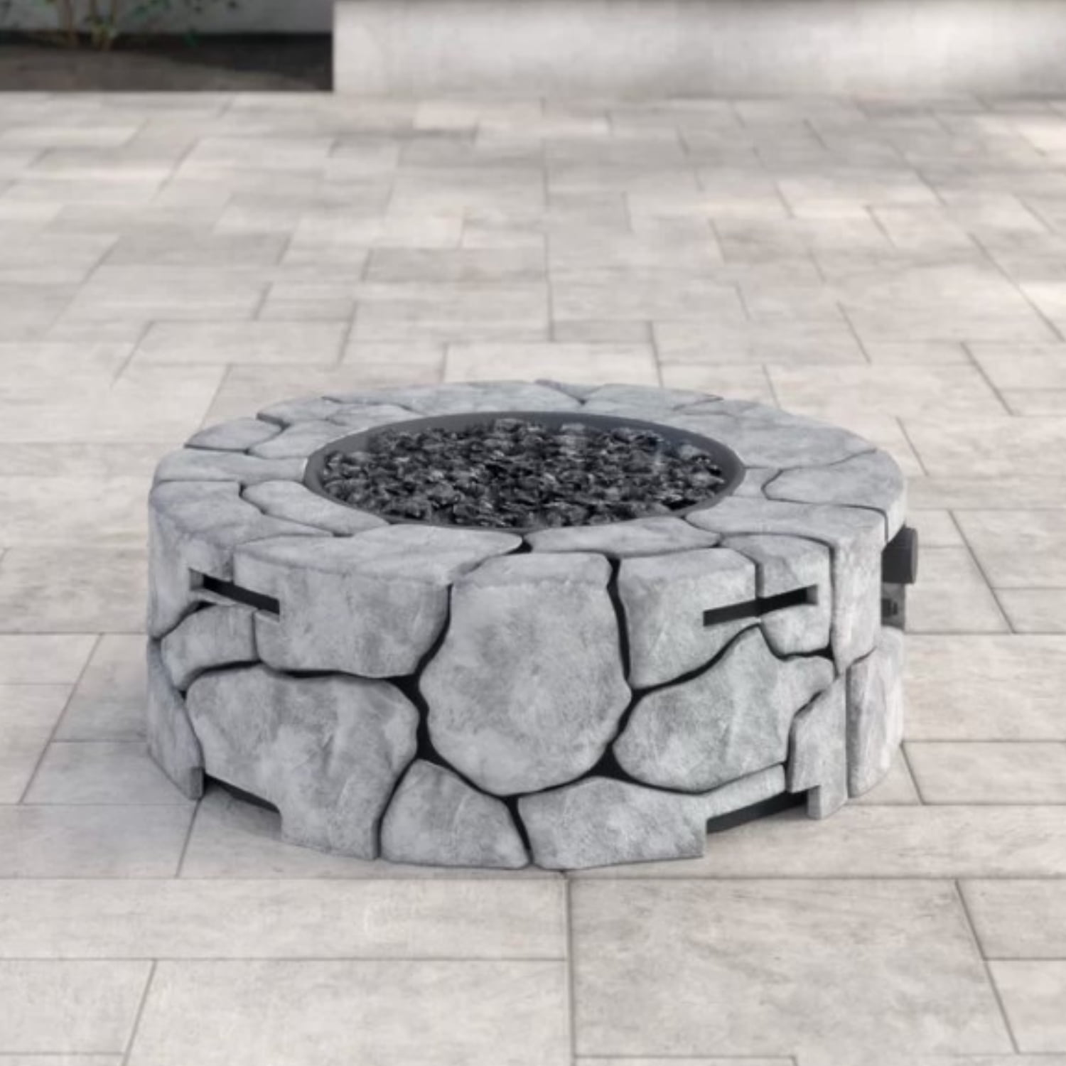 E-Western 9-Inch High x 28-Inch Wide Fiber Reinforced Concrete Outdoor Fire Pit for Garden Patio Maintenance and Camping