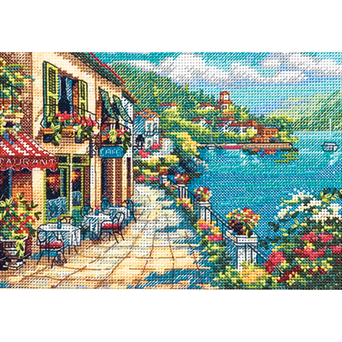 Dimensions Gold Collection "Petite Overlook Cafe" Counted Cross Stitch