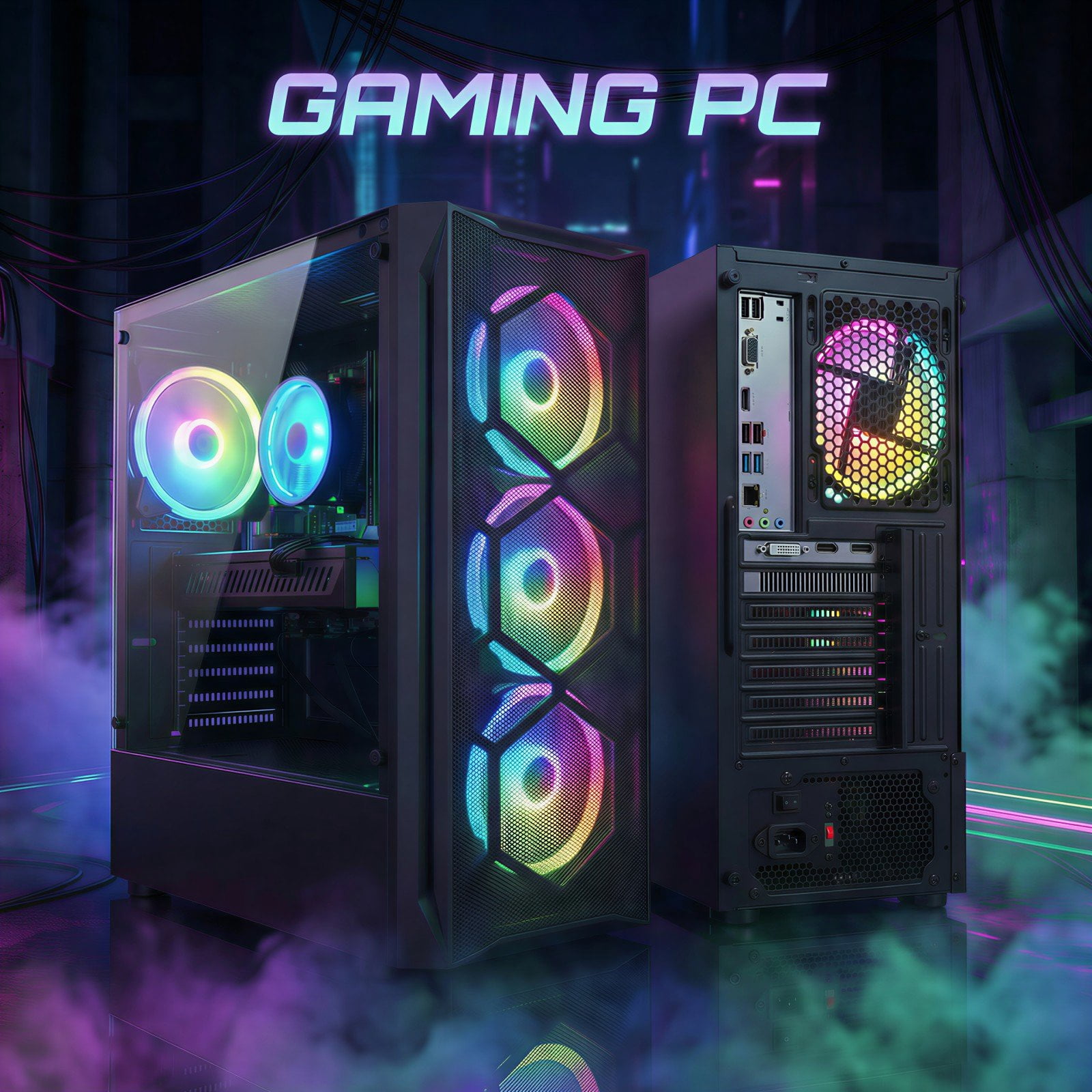 STGAubron Gaming Desktop PC, Radeon RX 580 8G GDDR5, Intel Core i7 up to 3.9G, 16G RAM, 1T SSD, WiFi, BT 5.2, RGB Fan x4, Windows 11 Home