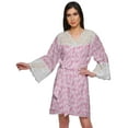 thumbnail image 1 of Moomaya Printed Cotton Venice Lace Bridesmaid Robe Short Robes For Women, 1 of 6