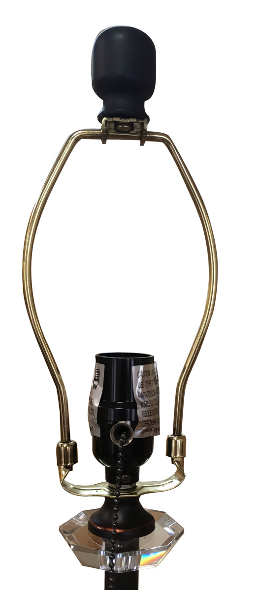 Royal Designs 27" Crystal and Oil Rubbed Bronze Lamp Base with Harp and Finial