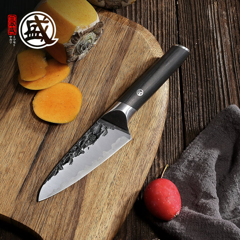 Linoroso Paring Knife 3.5 inch Small Kitchen Knife with Elegant Gift Box, Sharp Forged German Carbon Stainless Steel Fruit Knife, Full Tang, Ergonomic