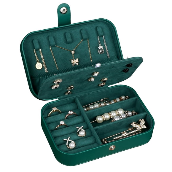 Joyero de viaje Hatori de piel sintética para mujer, color verde tinta
