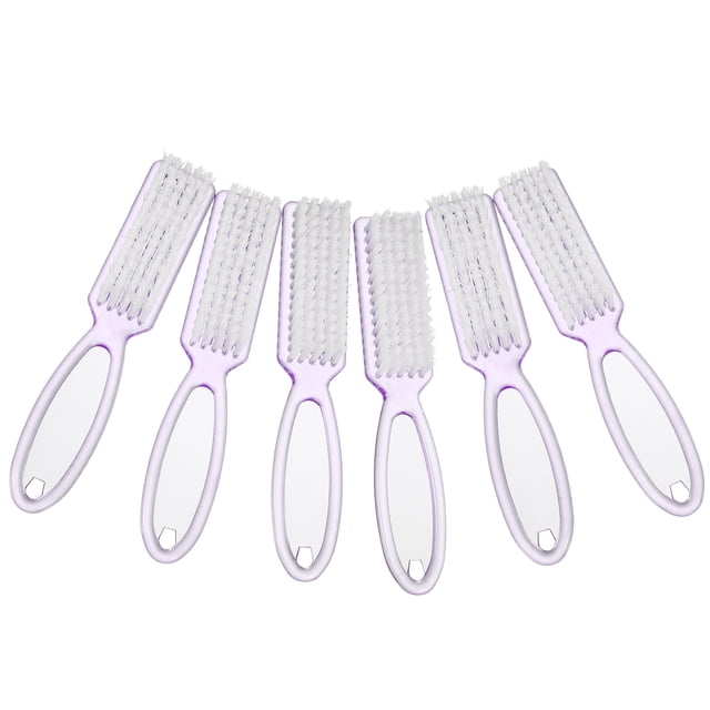 Limpiador de uñas de 6 uds, cepillo de uñas, herramientas de limpieza de uñas, cepillo de manicura con mango de plástico, cepillos de pedicura, púrpura transparente