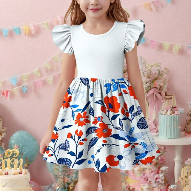 LOVZFMLL 2-12 Years Girls' Summer Casual Sleeveless Round Neck Button With Pockets Dress