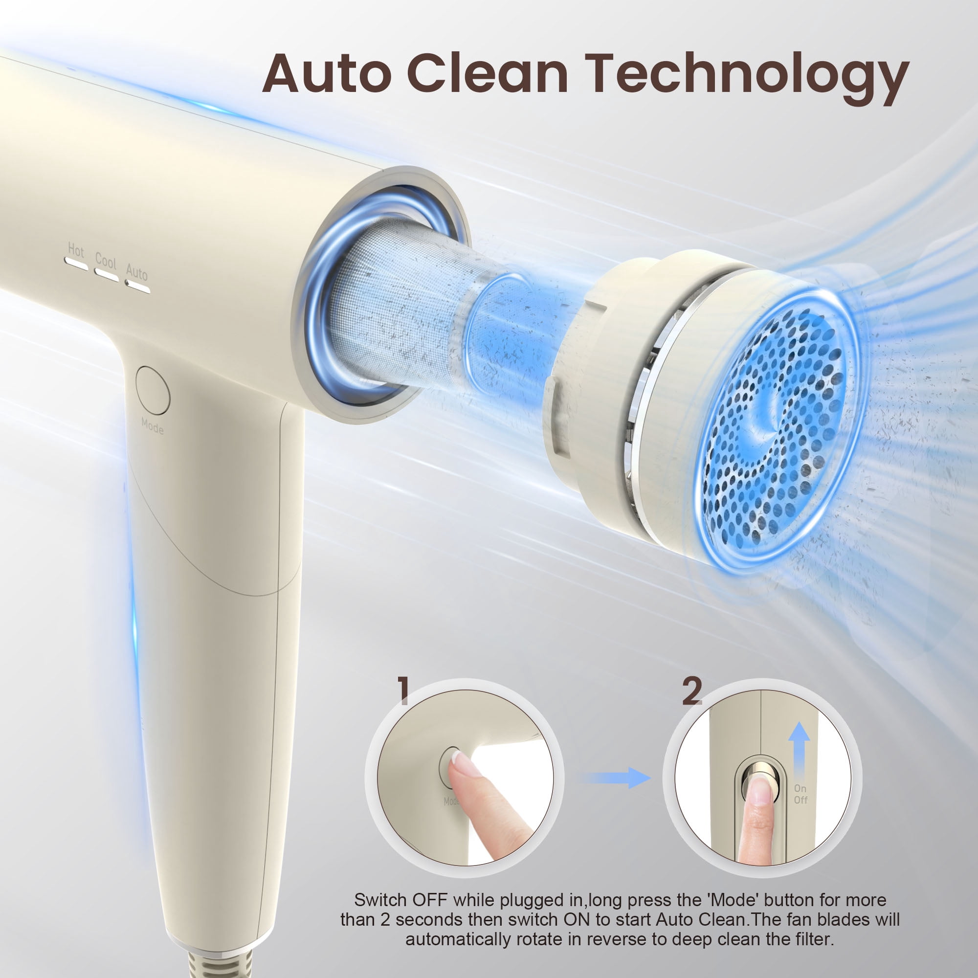 1500W Foldable High-speed Hair Dryer with Diffuser and Nozzle, Travel Blow Dryer for Fast Drying Frizz Control, 120V