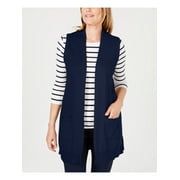 KAREN SCOTT $46 Womens New Navy Ribbed Sleeveless Sweater PS Petites B+B