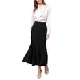 thumbnail image 2 of INSPIRE CHIC Women's Fishtail Long Skirt High Waist Work Office Maxi Mermaid Skirts S Black, 2 of 5