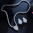 thumbnail image 6 of Sparkling White Leaf Flower Drop Necklace Earrings Bridal CZ Wedding Jewelry Set, 6 of 8