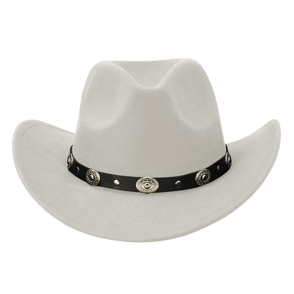 SRZYMJ Cowboy Hat for Women and Men Western Classic Chain Curved Jazz Hat Felt Wide Brim Women Men Fedora Cowboy Hat