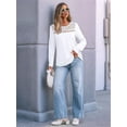 thumbnail image 4 of Womens Long Sleeve Tops Dressy Casual Blouses Business Lace T-Shirts Fall Fashion 2025 Outfits White XL, 4 of 5