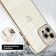 thumbnail image 2 of Luxury Love Heart Compatible with iPhone 12 Pro Max Case Cute for Women & Girls with Glitter Gold Plated Design Upgraded Full Camera Protection Soft TPU Shockproof Phone Cover-White, 2 of 12