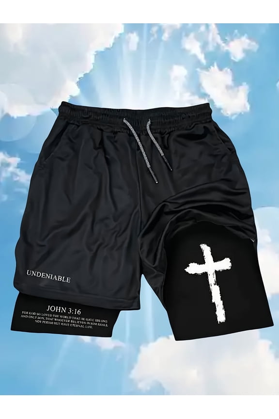 Men's Athletic Cross Shorts Mesh Workout Gym Activewear Basketball Shorts With Pockets 2-in-1 Shorts