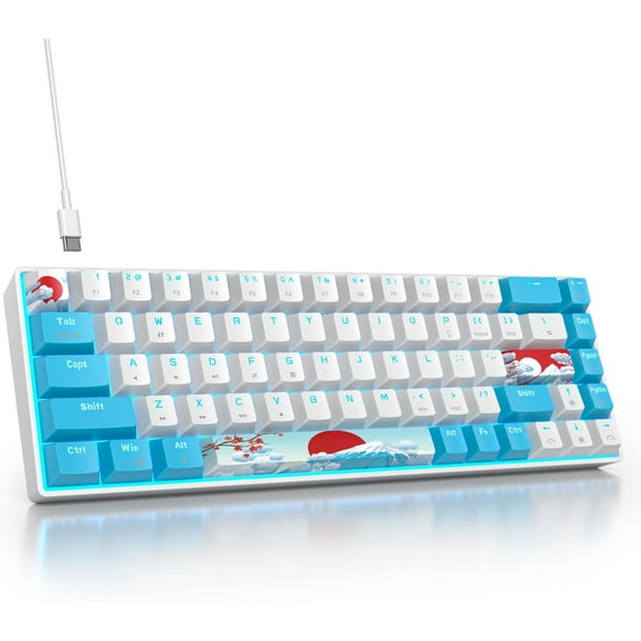 AIR-65 Percent Mechanical Gaming Keyboard 65% Portable Keyboard 68 Keys Compact Wired Keyboard RGB Backlit for PC Laptop Gamer(68 Sea/Blue Switch)