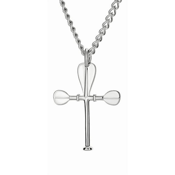 Women's Stainless Steel Paddle Cross Necklace- Philippians 4:13 by Shields of Strength