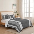 thumbnail image 5 of Quilts Twin XL Size, Vintage Black Gray Striped Soft Comforter Bedding Set for Bed, Farmhouse Modern Stripes Boho Lightweight Quilted Bedspread with Pillow Cover(2 Pieces) for All Season, 68x98 Inch, 5 of 9