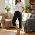 thumbnail image 6 of Women's Capri Yoga Pants Loose Soft High Waist Drawstring Workout Sweatpants Causal Lounge Pants Flared Leggings with Pockets for Summer, 6 of 8