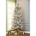 thumbnail image 2 of HomeStock 7ft Whispering Flocked Fir SlimPre-Lit Christmas Tree, Snow-Capped Artificial Christmas Tree with 250 String Lights, 2 of 10
