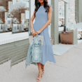thumbnail image 7 of Summer Dresses For Women 2023 Casual Flutter Short Sleeve Crew Neck Smocked Elastic Waist Tiered Midi Dress, 7 of 7