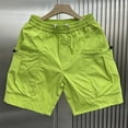 thumbnail image 2 of JTieacloth Mens Breathable Work Shorts Men's Summer Baggy Large Pocket Style Wide Leg Casual Quarter Pants,Green, 2 of 5