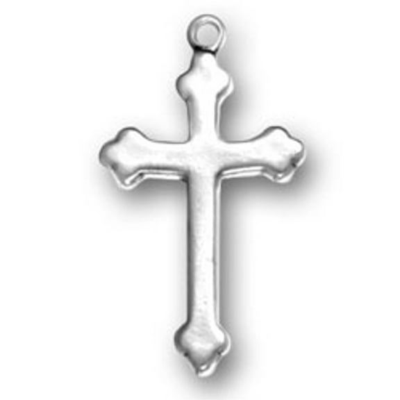 Sterling Silver 16" .8mm Box Chain Plain Gothic Christian Cross Pendant Necklace