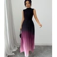 thumbnail image 4 of Women's Maxi Dress Ombre Mock Neck Sleeveless Pleated A Line Flowy Long Dresses, 4 of 5