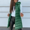 thumbnail image 6 of Dwralegc Long Puffer Vest Women Puffy Fashion Vest Outwear Sleeveless Solid Color Fall Winter Warm Hooded Vest Zip Up Quilted Long Outwear with Pockets Green XL, 6 of 7
