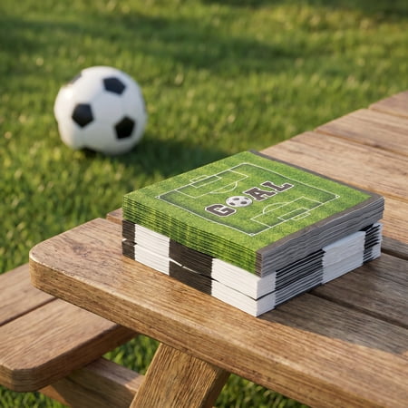 OUNONA Football Paper Napkins Soccer Theme Assorted Color for Home Birthday Parties Absorbent
